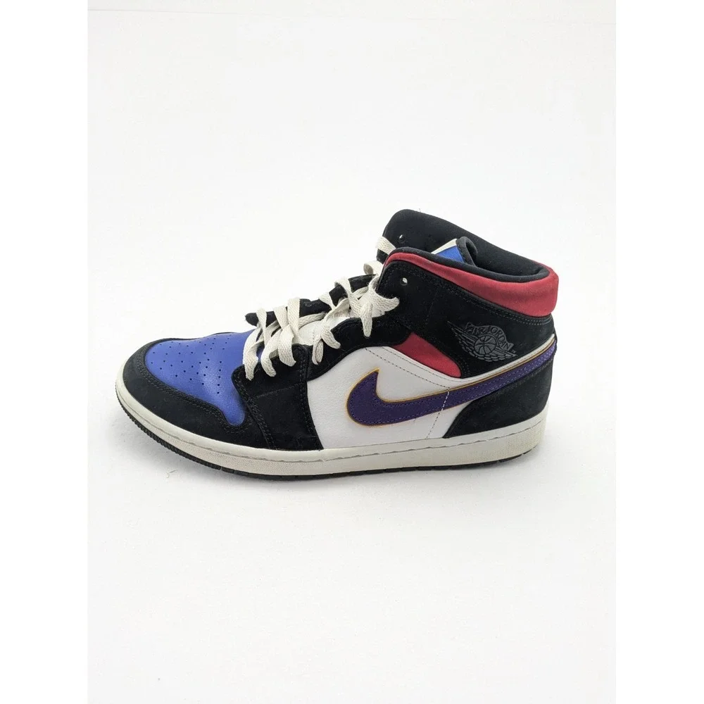 Mens Nike Air Jordan 1 Mid Se Rivals Black Red Blue Shoes 852542-006 Size 10.5